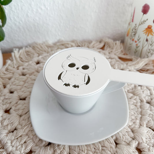 Kaffee Schablone Eule