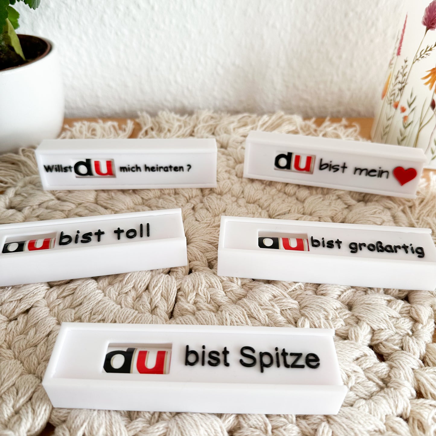 Verschiedene Varianten personalisierter Du bist… Schokoladenriegel