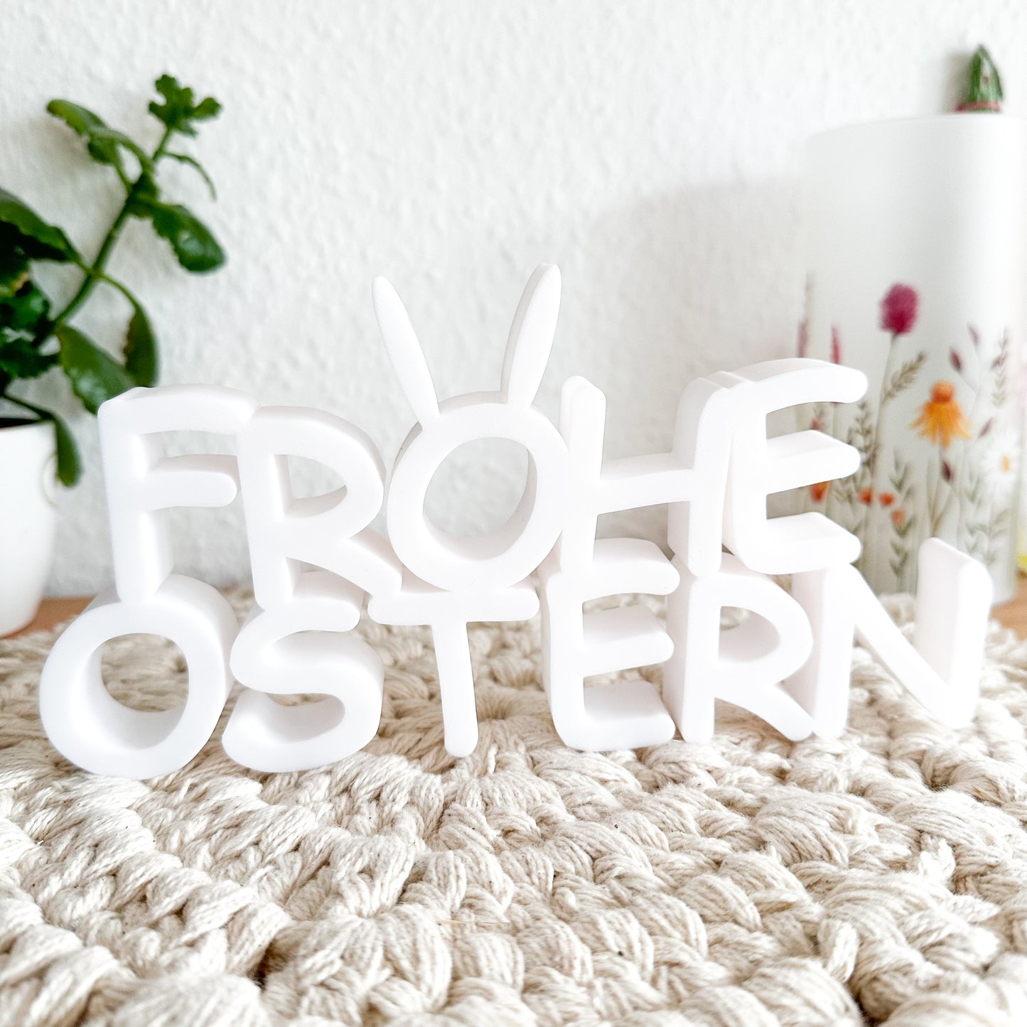 Frohe Ostern Schriftzug aus PLA – 3D-gedruckte Oster Tischdeko