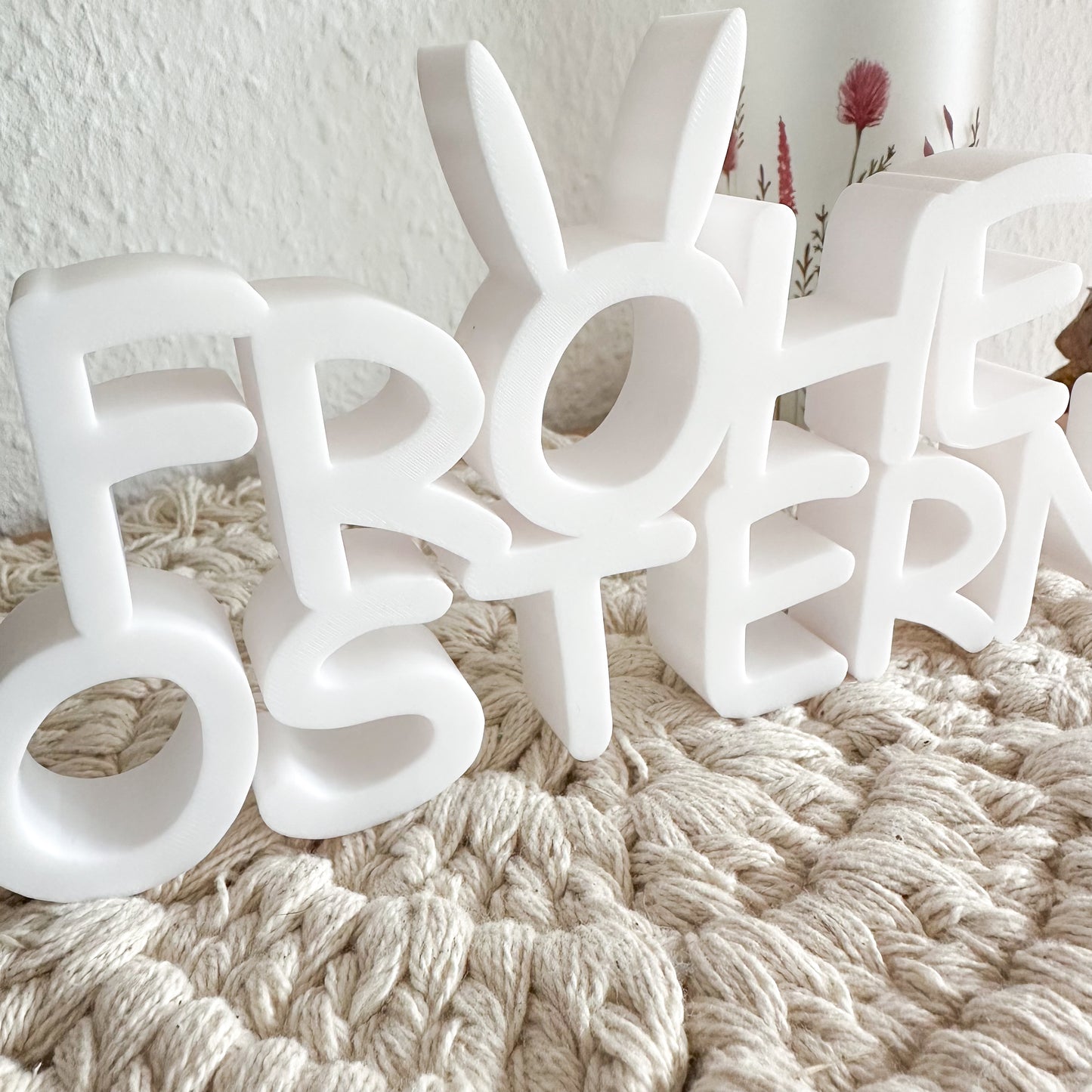 PLA Frohe Ostern Schriftzug – Frühlingsdeko in verschiedenen Farben