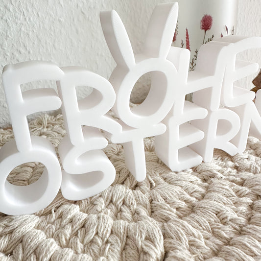 PLA Frohe Ostern Schriftzug – Frühlingsdeko in verschiedenen Farben