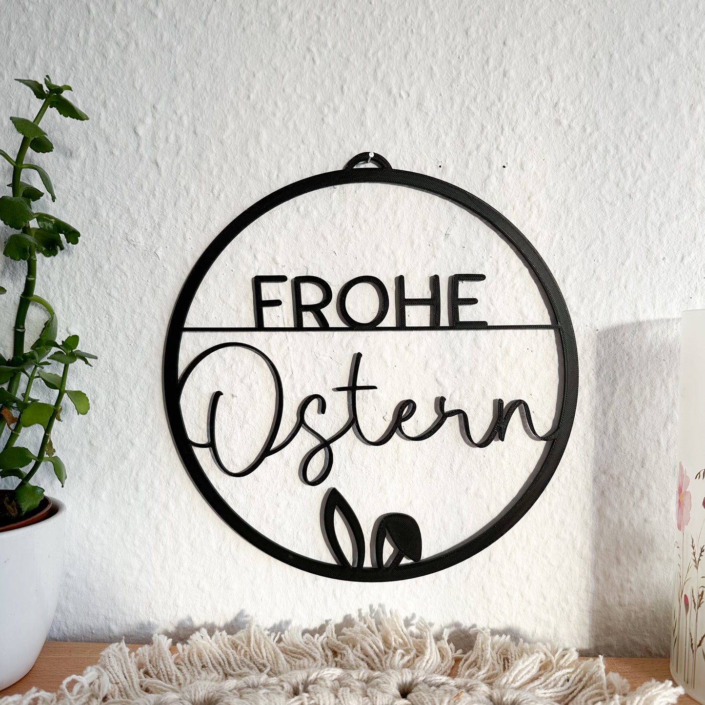 Türschild Frohe Ostern mit Hase – 3D-gedruckte Osterdeko aus PLA