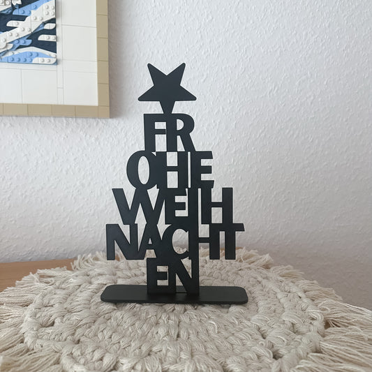 Moderner Frohe Weihnachten Schriftzug als 3D-Druck Aufsteller