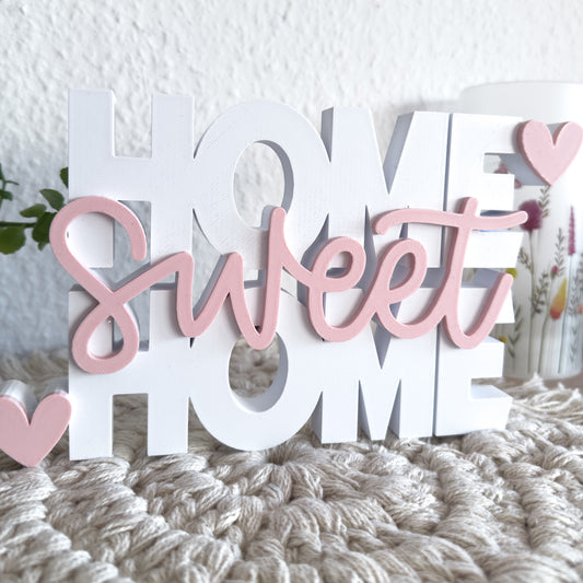 Moderner Home Sweet Home Schriftzug aus PLA