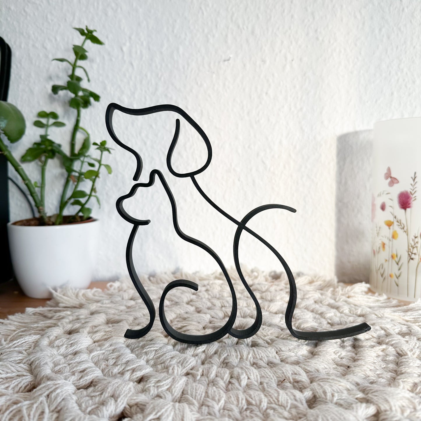 Dog & Cat Line Art Decoration