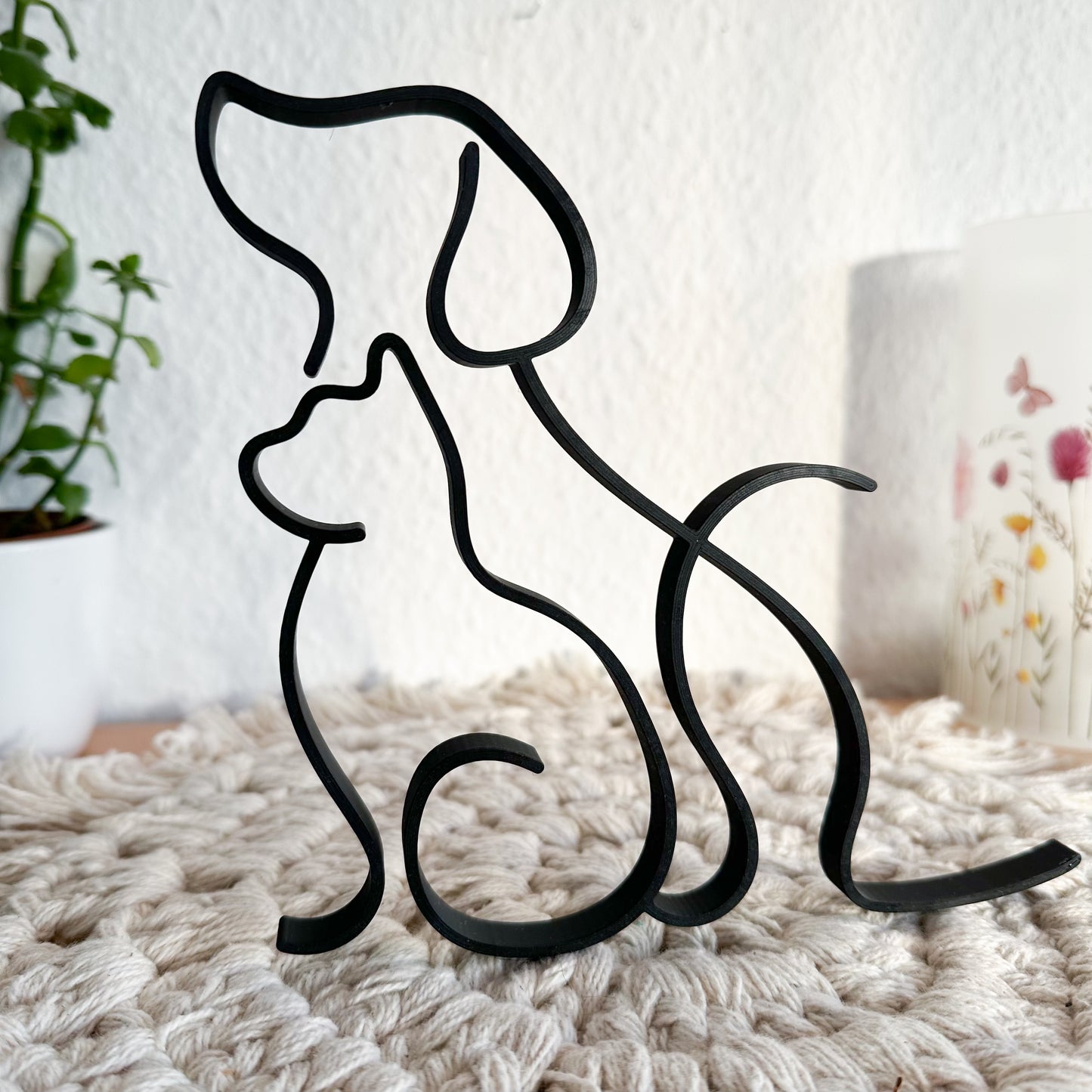 Dog & Cat Line Art Decoration