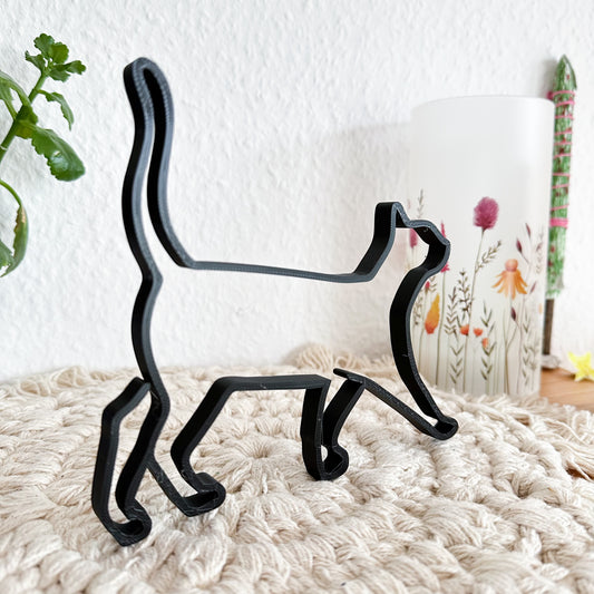 Minimalistische Katzen Deko – Line Art Wandbild aus dem 3D-Drucker