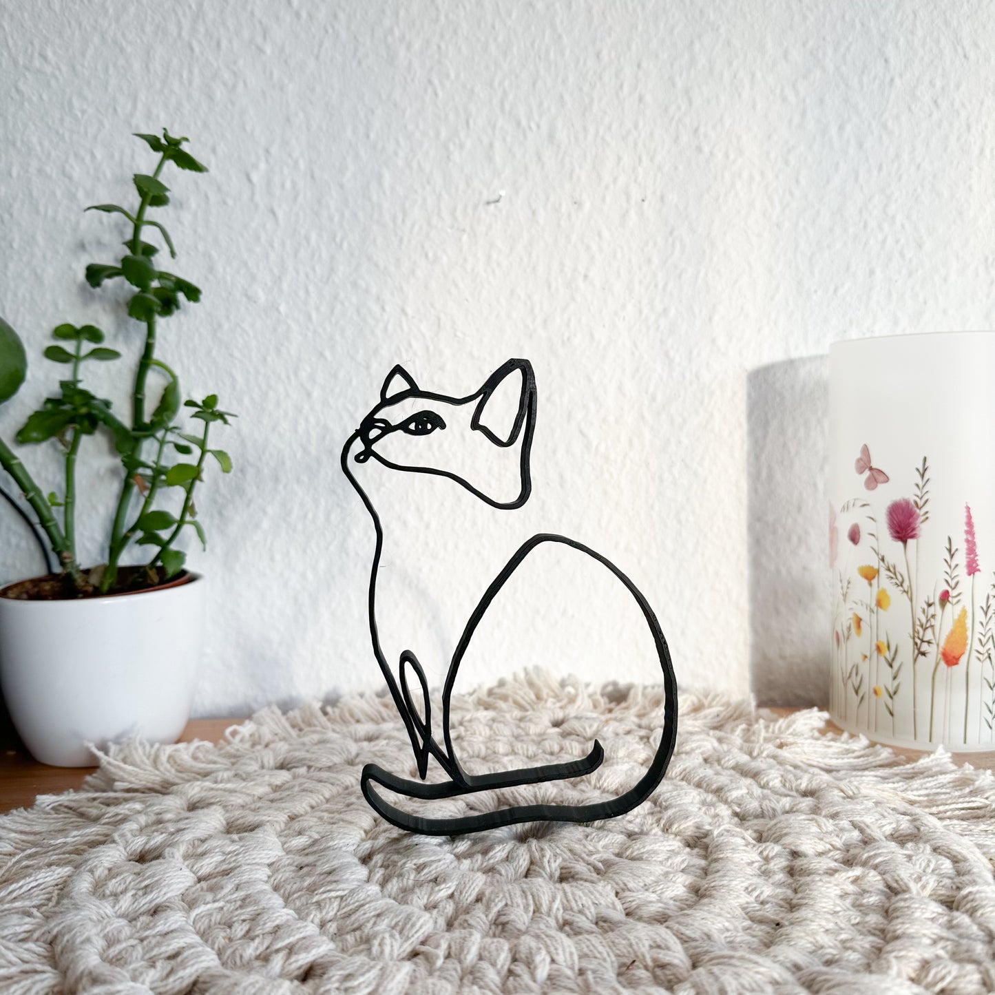 Katze 4 Line Art Wandbild – 3D-gedruckte Katzen Deko aus PLA