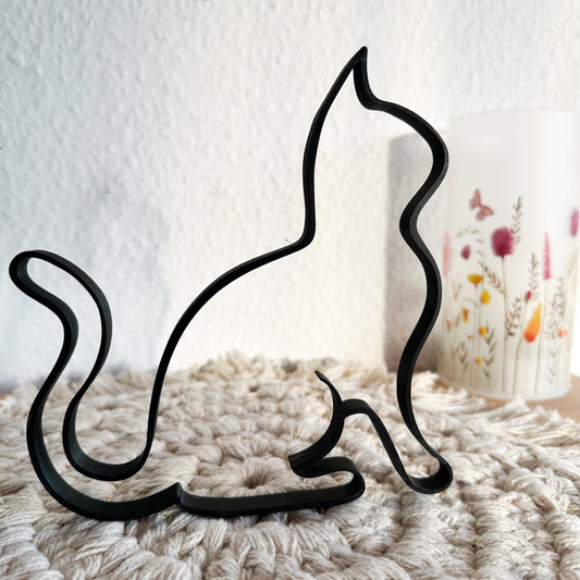 Minimalistische Line Art Katze – nachhaltige Wanddeko für Katzenfreunde