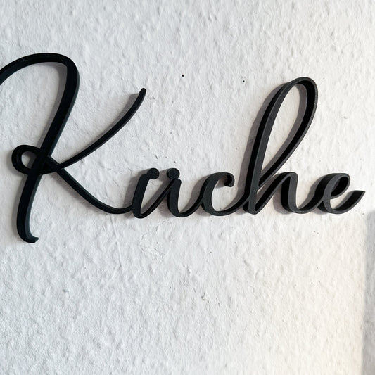 3D-gedrucktes Küchenschild in Schwarz – schlicht & stilvoll