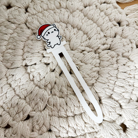 Lesezeichen Katze in Weihnachtsoutfit – nachhaltiges Geschenk