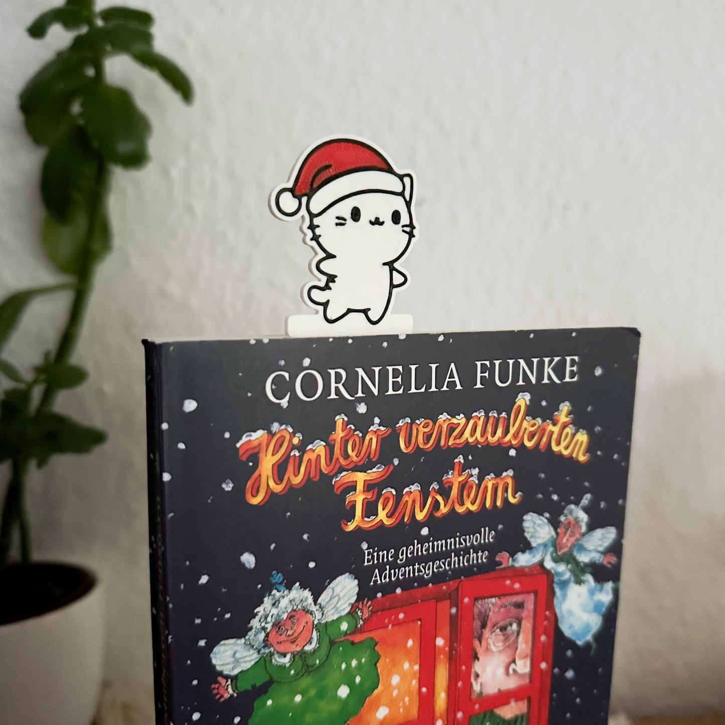 Detailansicht Weihnachtskatze Lesezeichen aus PLA