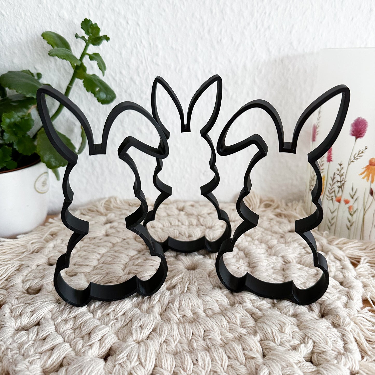 Osterhasen Line Art Wandbild – 3D-gedruckte PLA Osterdeko