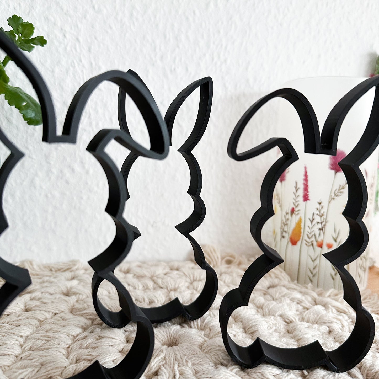 Minimalistische Osterdeko – Line Art Häschen als Wandbild aus 3D-Druck