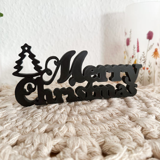 Minimalistische Weihnachtswanddeko – Schriftzug Merry Christmas im Line Art Stil