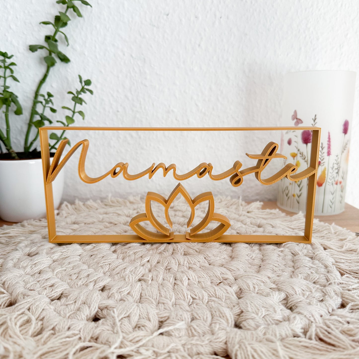 Namaste Deko Aufsteller aus PLA – 3D-gedruckter Schriftzug für Yoga & Meditation