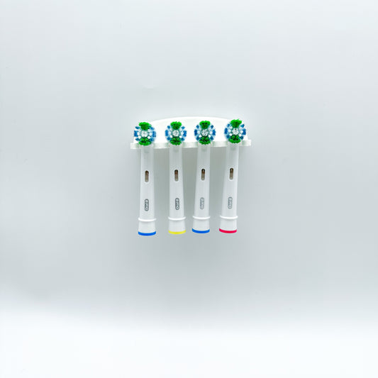 Zahnbürstenhalter 3D-Druck – Detailansicht mit Zahnbürstenköpfen