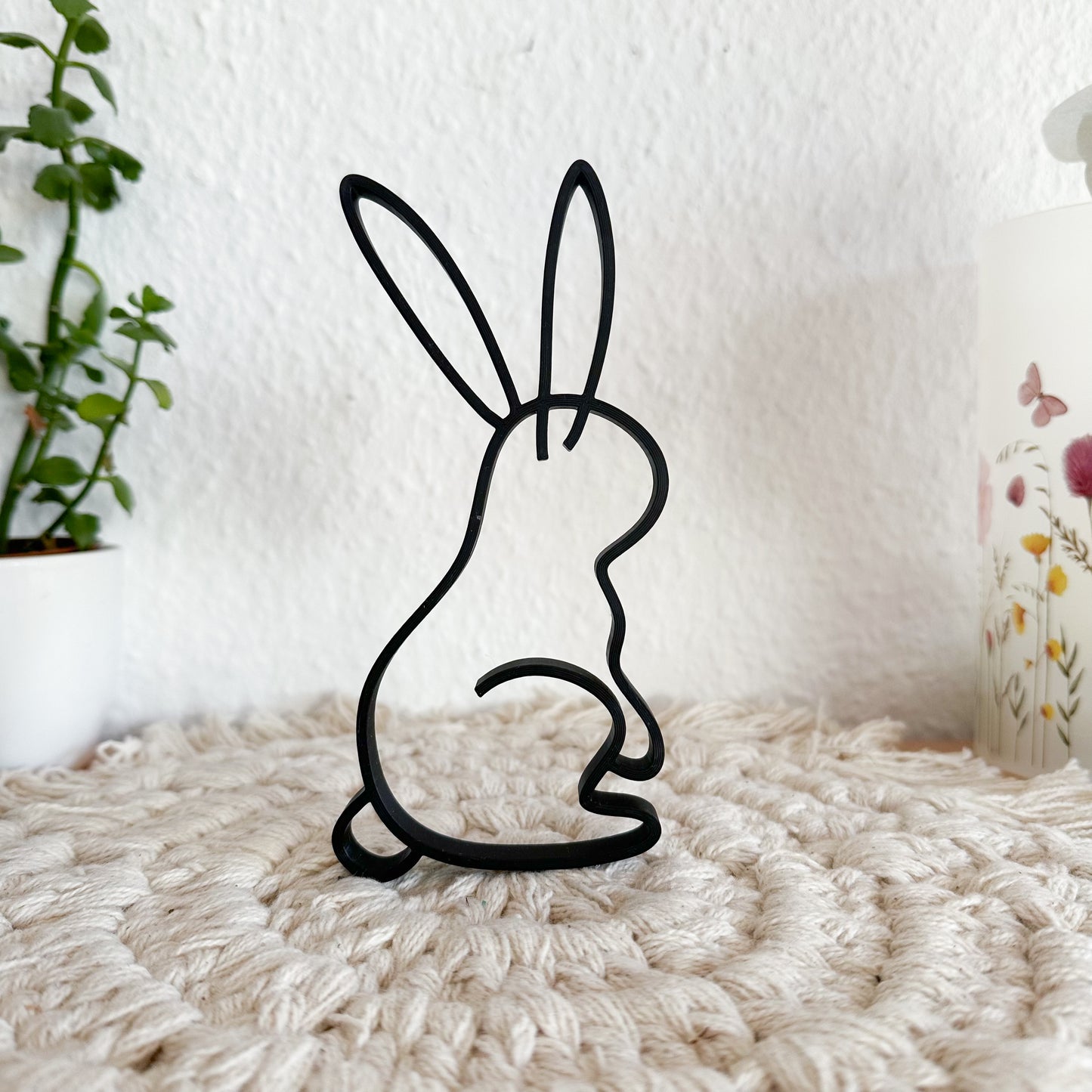 Osterhase Line Art Wandbild – 3D-gedruckte PLA Osterdeko