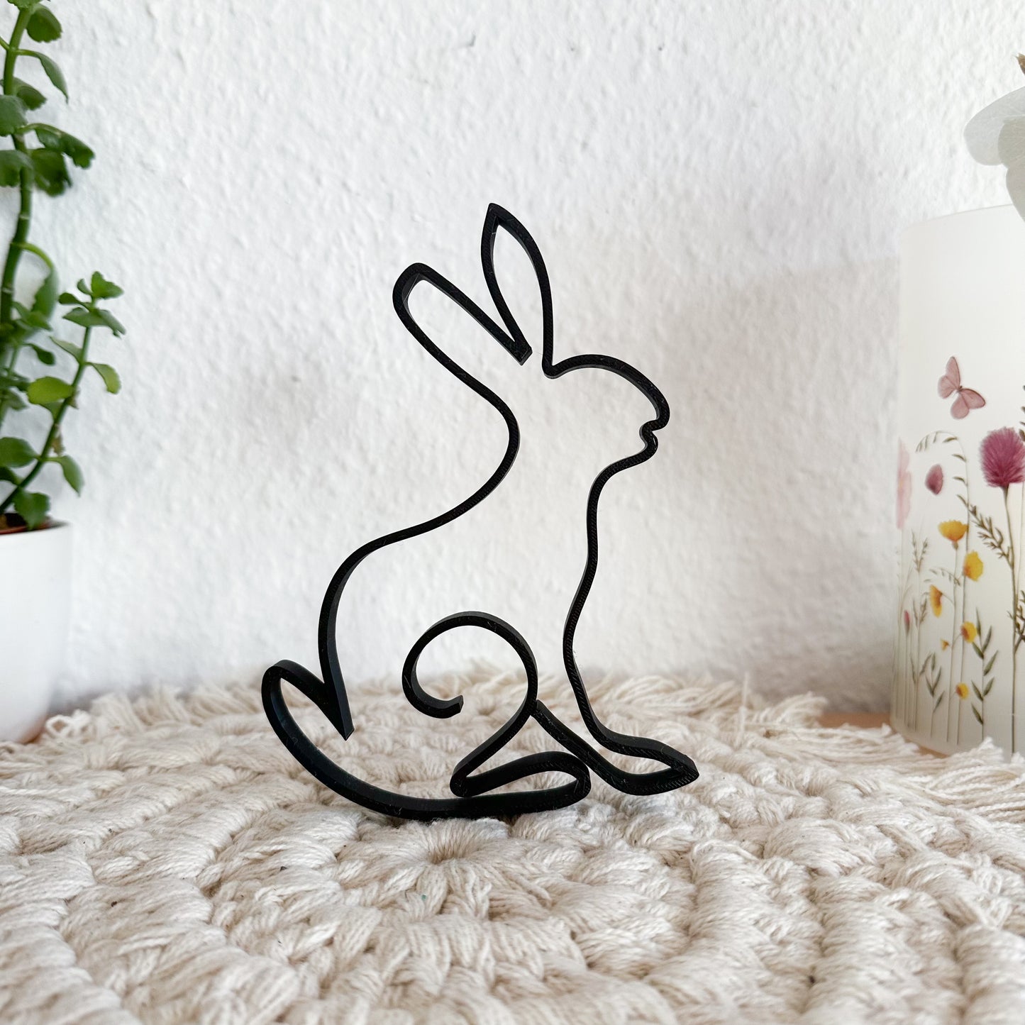 Osterhase 3 Line Art Wandbild – 3D-gedruckte Osterdeko aus PLA