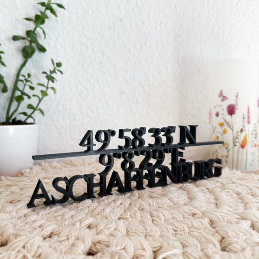 Personalisierter Städte-Aufsteller mit Koordinaten für deine Wunschstadt