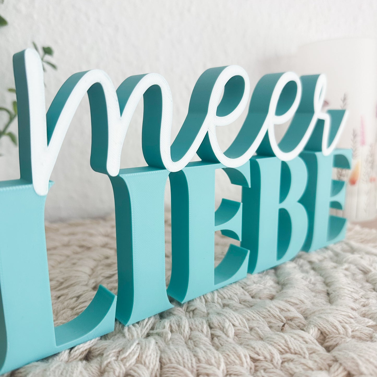 Dekoschriftzug Meer Liebe – maritime 3D-Druck Deko aus PLA