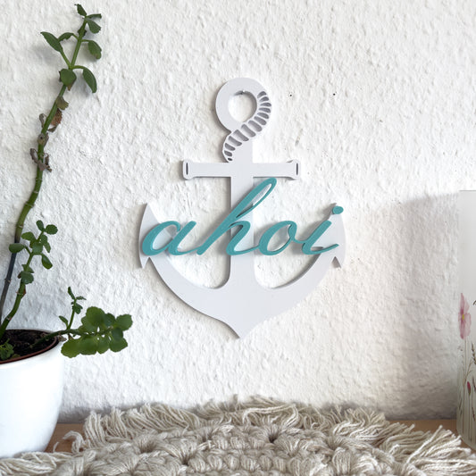 Maritime Anker Deko mit Ahoi Schriftzug aus 3D-Druck