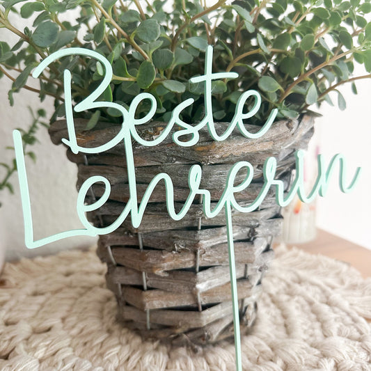 Beste Lehrerin Blumenstecker – 3D-Druck Dekostecker aus PLA