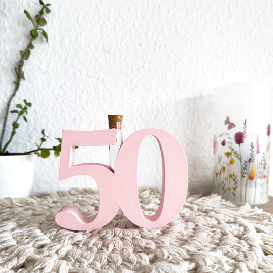 Personalisierte Deko Zahl mit Reagenzglas aus 3D-Druck