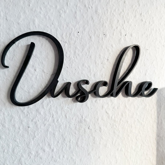 PLA Schild mit Schriftzug ‚Dusche‘ – modern & nachhaltig gefertigt