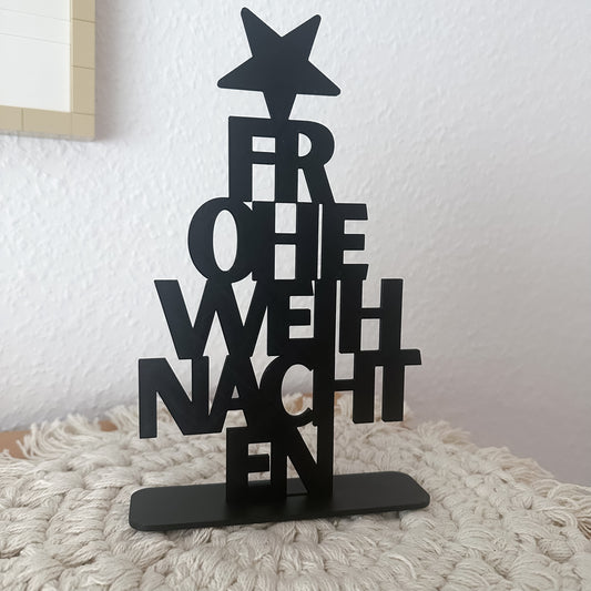 Frohe Weihnachten Deko Aufsteller mit Stern aus schwarzem PLA