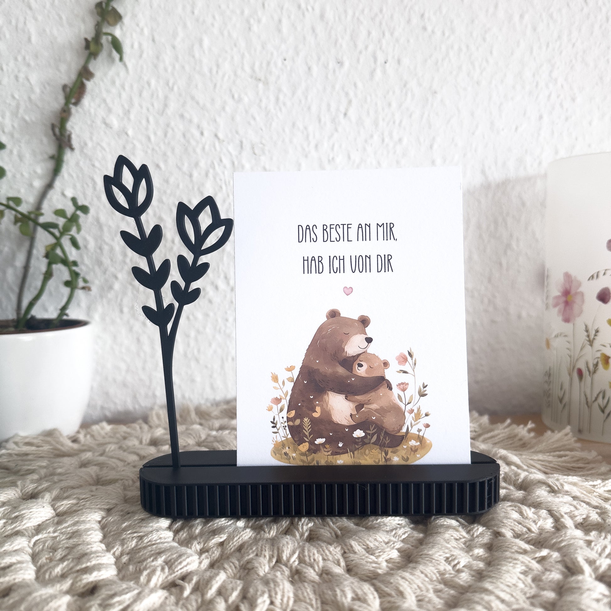 Kartenständer mit Blume aus 3D-Druck