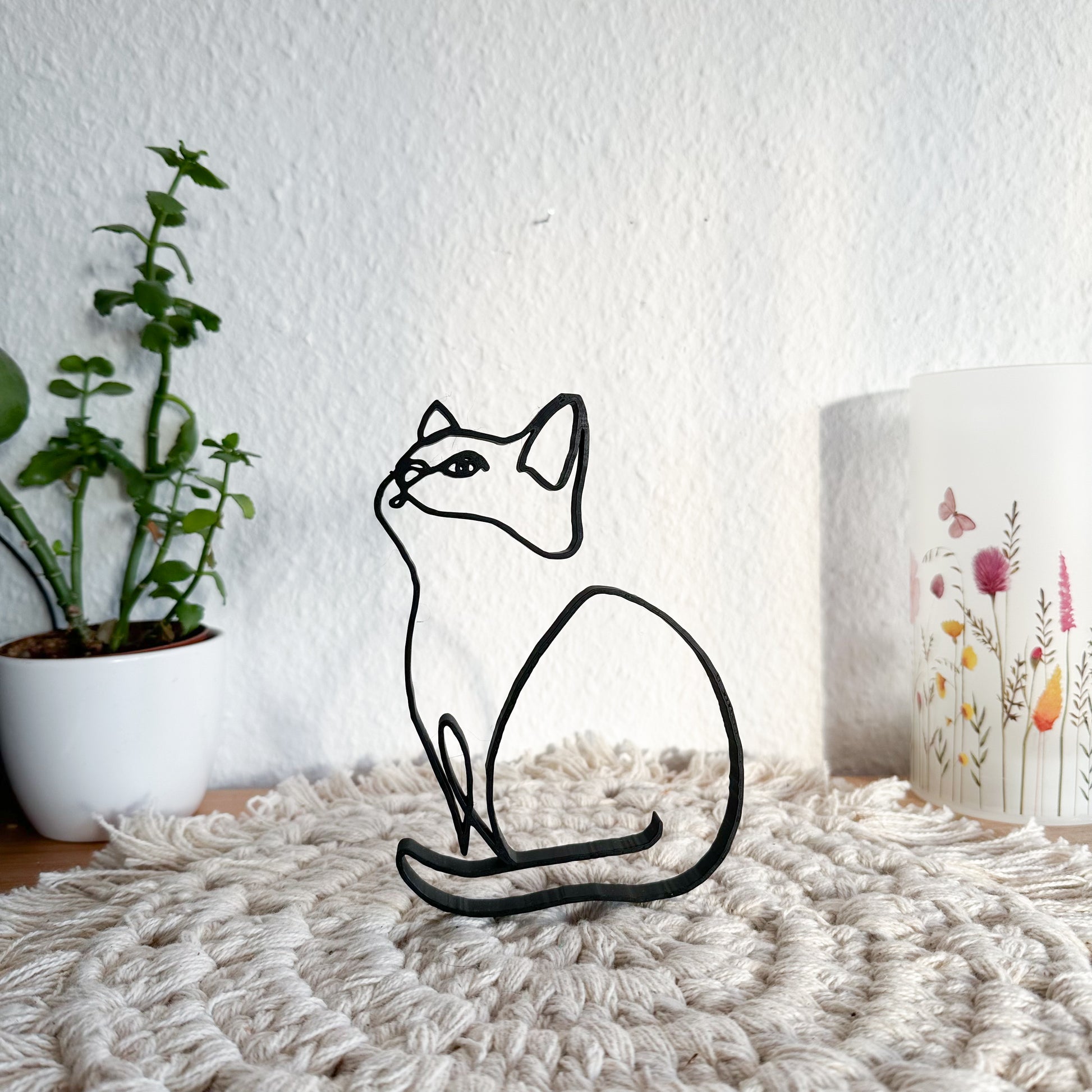 Katze 4 Line Art Wandbild – 3D-gedruckte Katzen Deko aus PLA