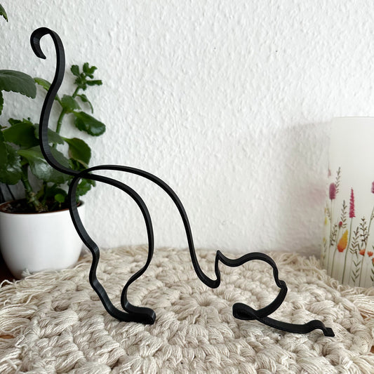 Katze Line Art Wandbild – 3D-gedruckte PLA Deko für Katzenfreunde