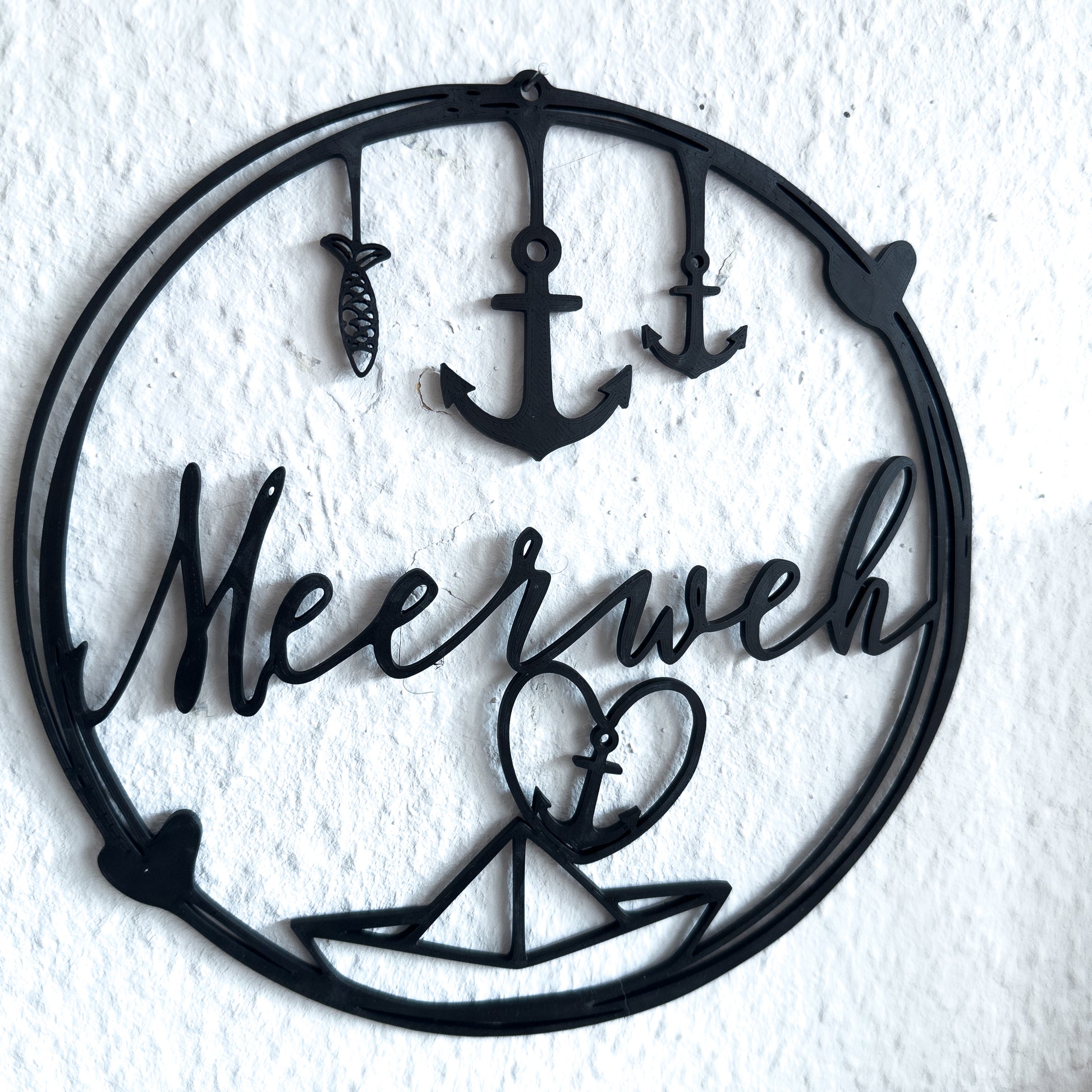 wanddeko meerweh schriftzug modern