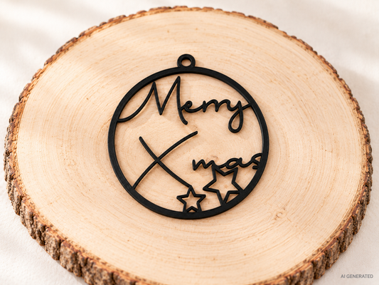 Runder Merry Xmas Christbaumanhänger aus 3D-gedrucktem PLA