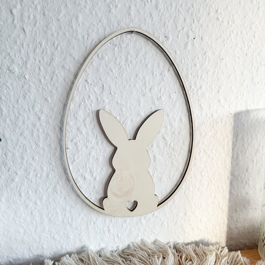 Osterhase im Ei - Fenster Deko Holz