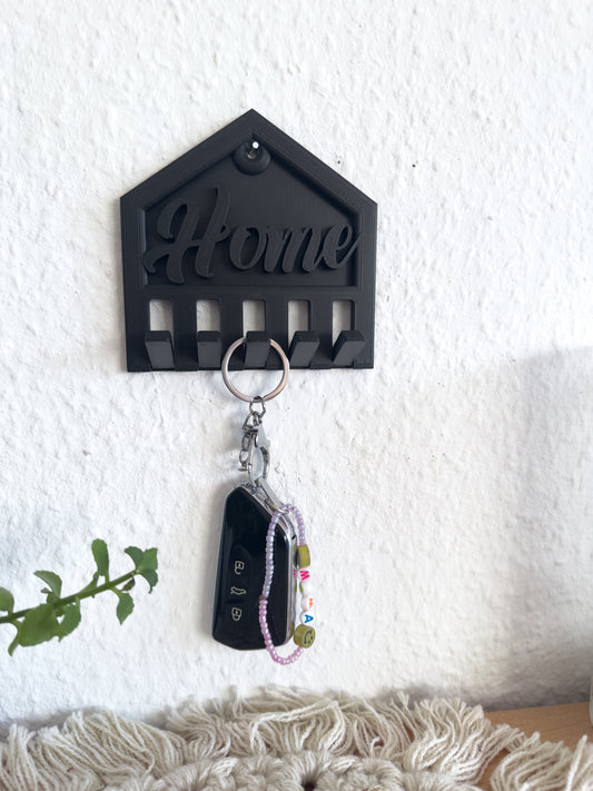 Modernes Schlüsselbrett mit Home Schriftzug aus PLA