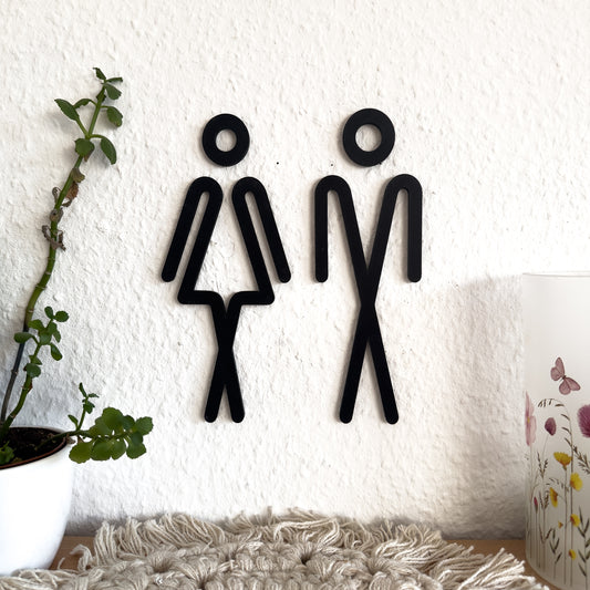 WC Schild aus 3D-Druck – modernes Toilettenschild aus PLA