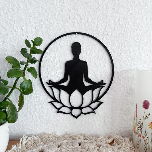 Yoga Wandbild – 3D-gedruckte PLA Wanddeko im Line Art Design