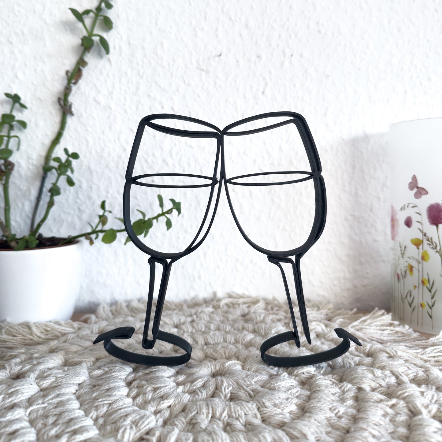 Weingläser Line Art Deko aus 3D-Druck in modernem Design