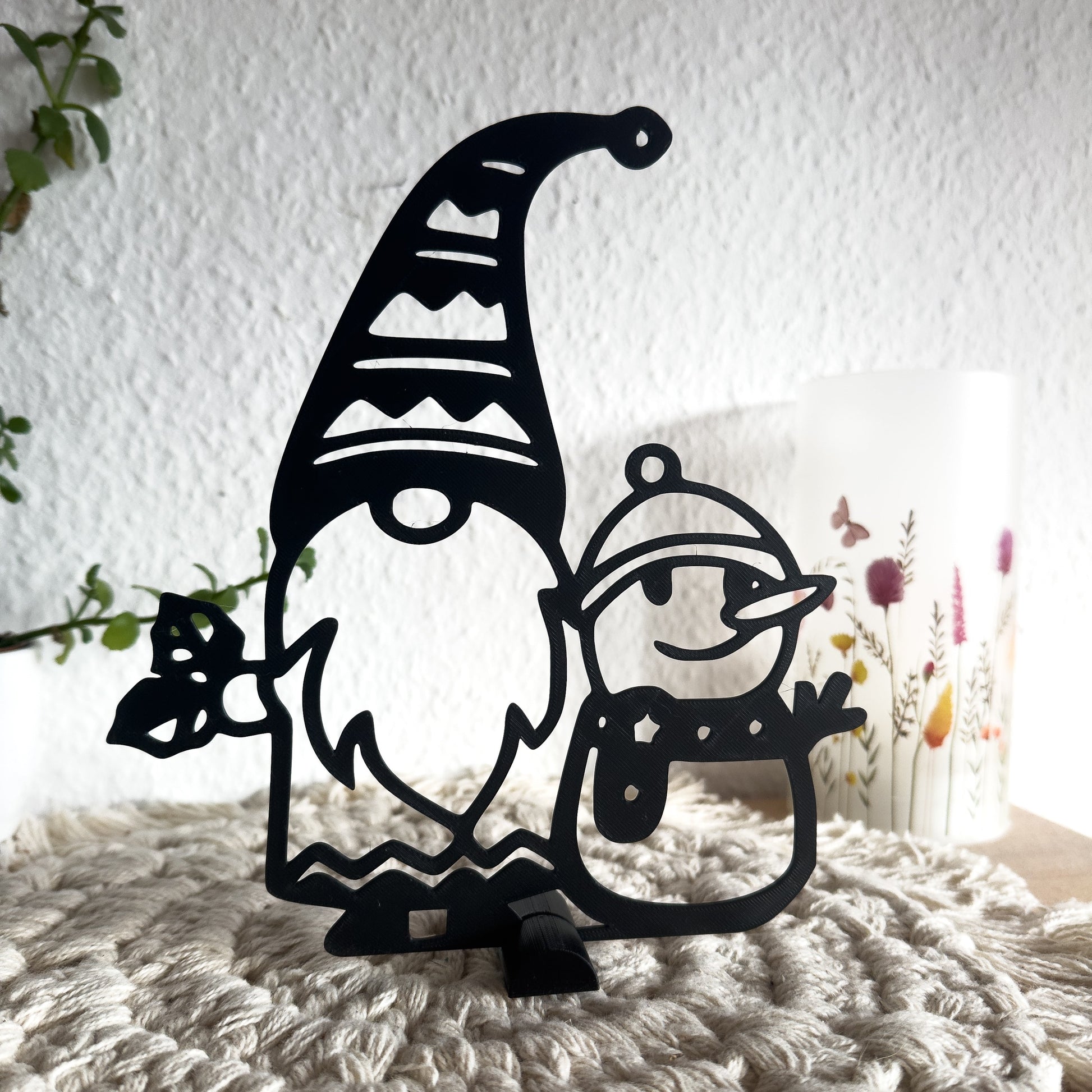 Wichtel mit Schneemann – 3D-gedruckter PLA Aufsteller