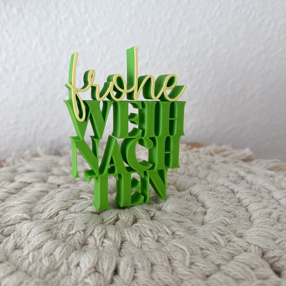 3D-gedruckter Frohe Weihnachten Aufsteller für Tisch und Regal