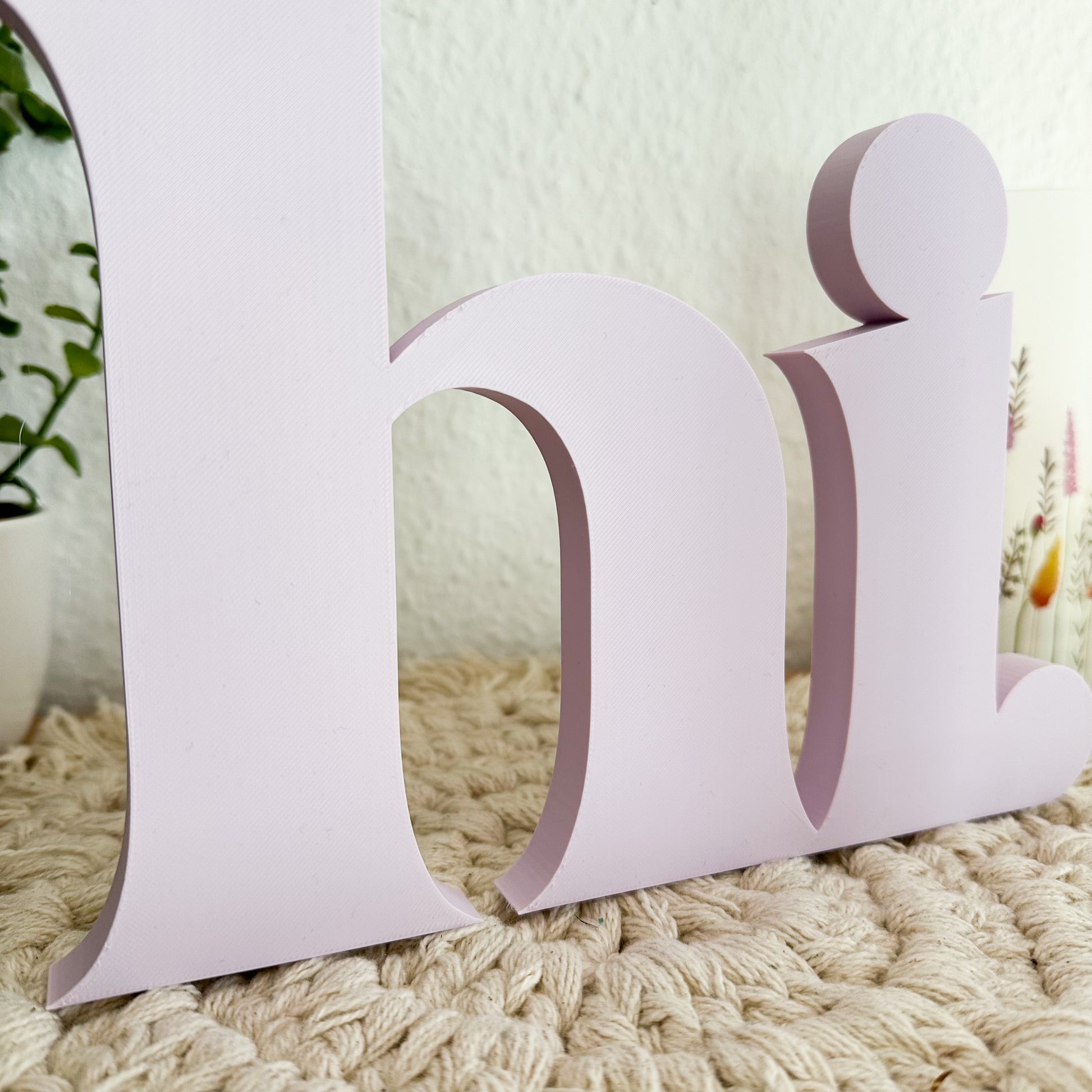 Begrüßungsdeko aus PLA – 3D-gedruckter Hi-Schriftzug